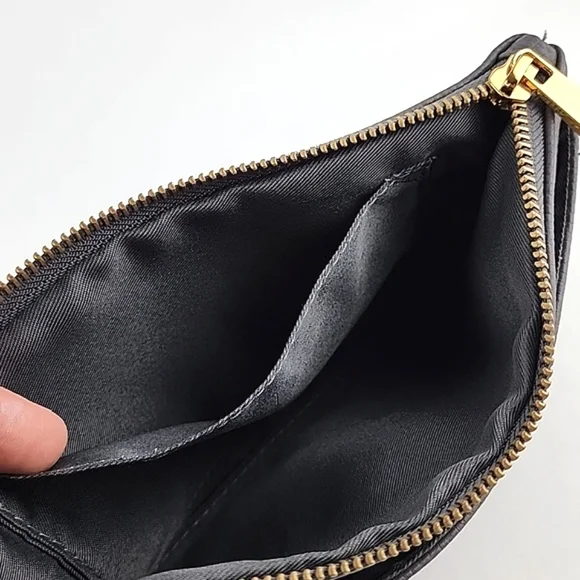 Love & Lore Wristlet Clutch Dark Grey Gold Tone Hardware Top Zip Closure - Picture 12 of 16